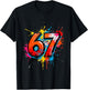 67 Drip Graffiti Meme – Splatter Cartoon 6 7 T-Shirt - T-Shirt | Black
