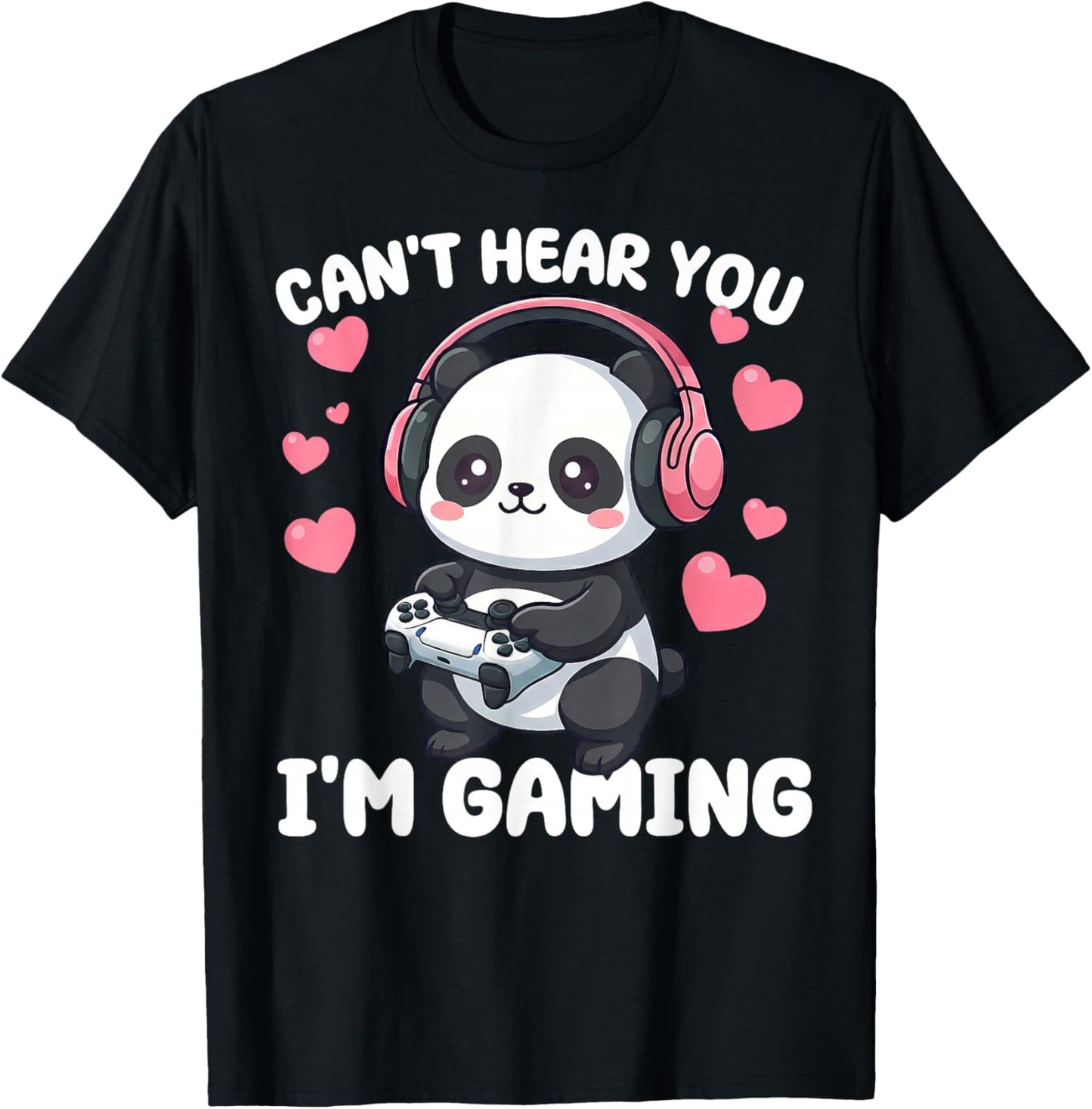 Kawaii Gamer Panda Art Graphic Men Boys Funny Video Gaming T-Shirt - T-Shirt | Black