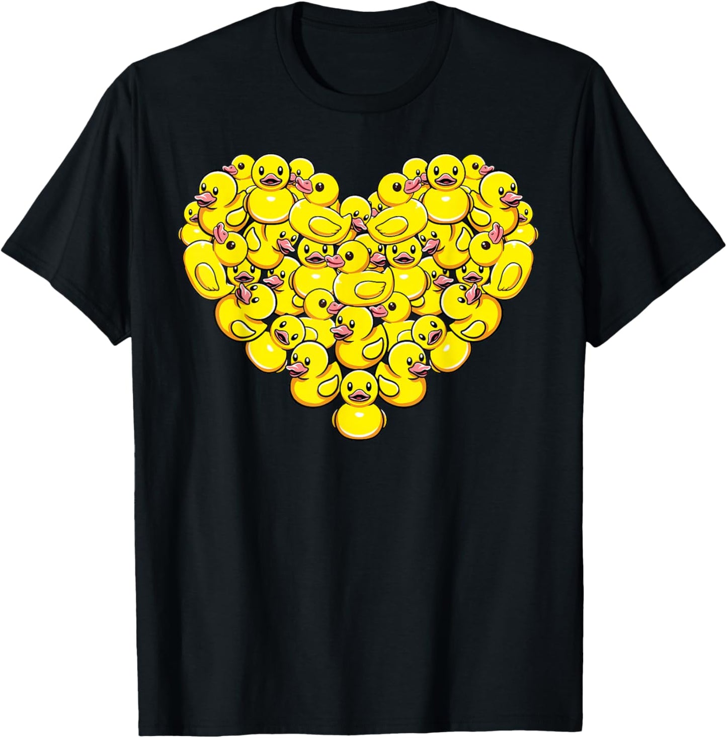 Heart Rubber Duck Lover Yellow Duckie Valentines Day Kids T-Shirt - T-Shirt | Black