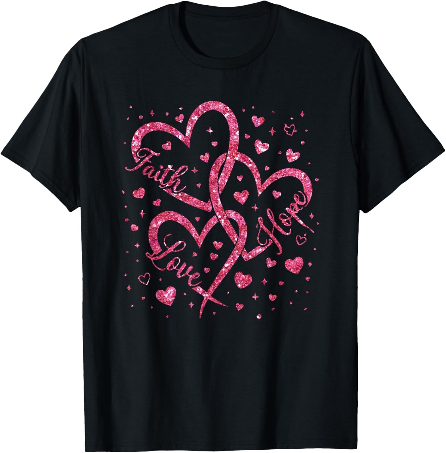 Christian Faith Hope Love Hearts Religious Valentine Day T-Shirt - T-Shirt | Black