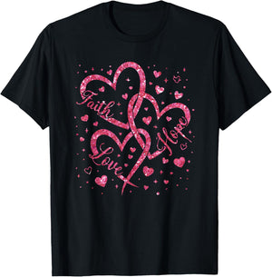 Christian Faith Hope Love Hearts Religious Valentine Day T-Shirt - T-Shirt | Black