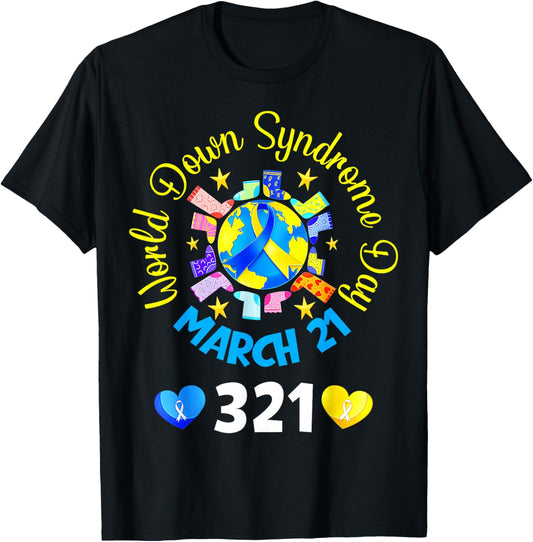 World Down Syndrome March 21 Men Women Kid 321 T-Shirt - T-Shirt | Black