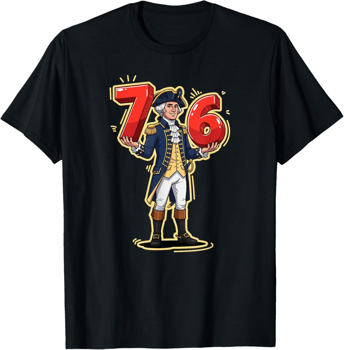 Funny George Washington Six Seven 6 7 Meme T-Shirt - T-Shirt | Black