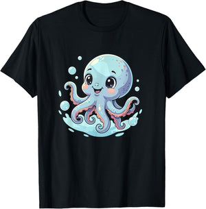 Adorable Baby Octopus Kawaii Ocean Animal Kids T-Shirt - T-Shirt | Black