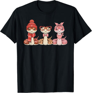 Retro Hognose Snake Cute Valentine T-Shirt - T-Shirt | Black
