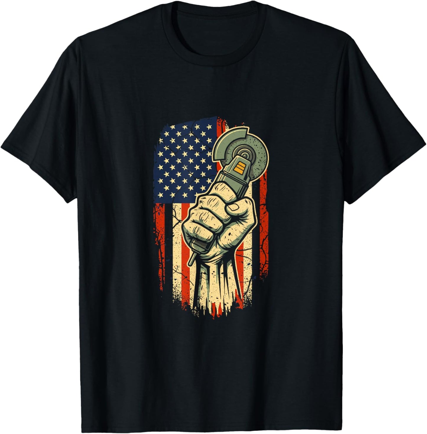 American Flag Angle Grinder American Worker Pride T-Shirt - T-Shirt | Black