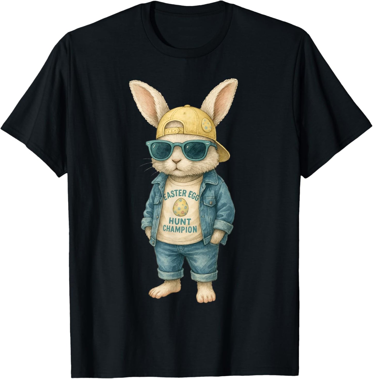 Cool Easter Bunny with Sunglasses for Boys Teens Men Boys T-Shirt - T-Shirt | Black