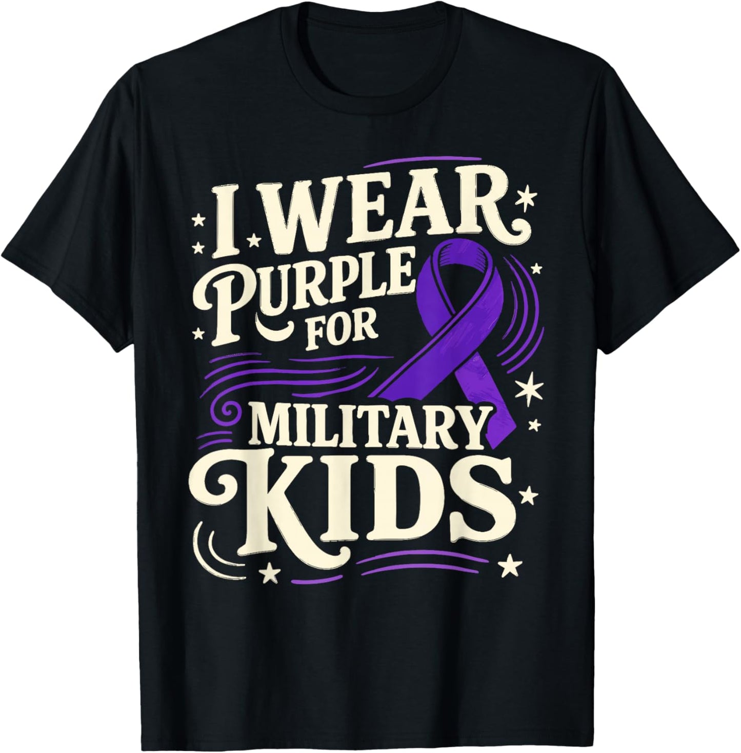 Purple Up Military Kids Month of Military Child T-Shirt - T-Shirt | Black
