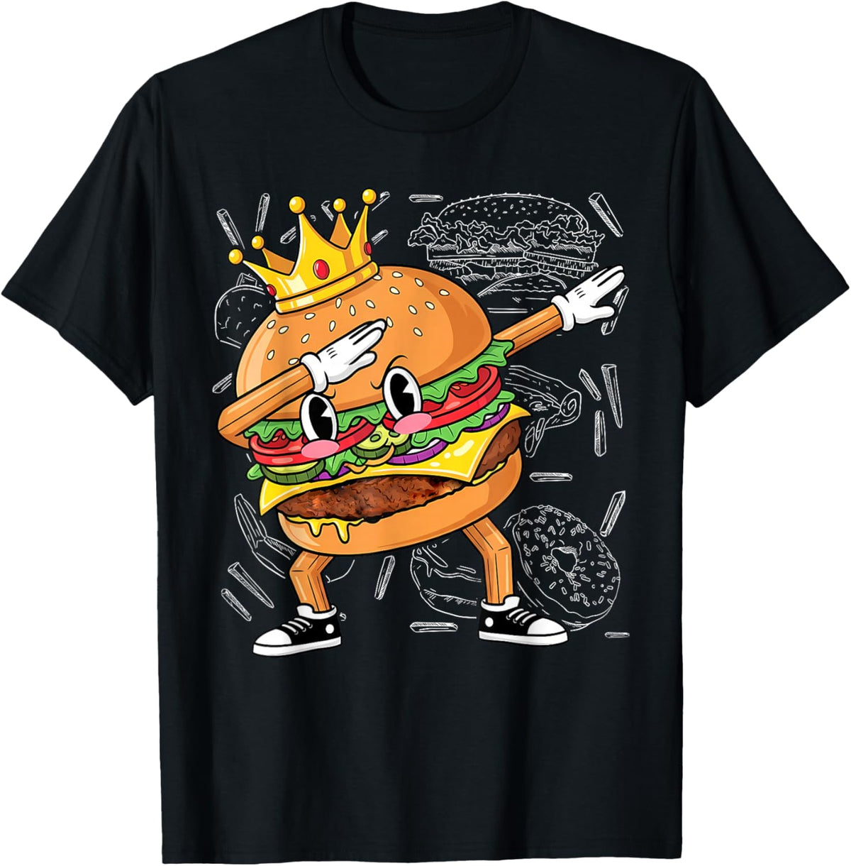 King of Burger Dab Dancing Funny Hamburger T-Shirt - T-Shirt | Black