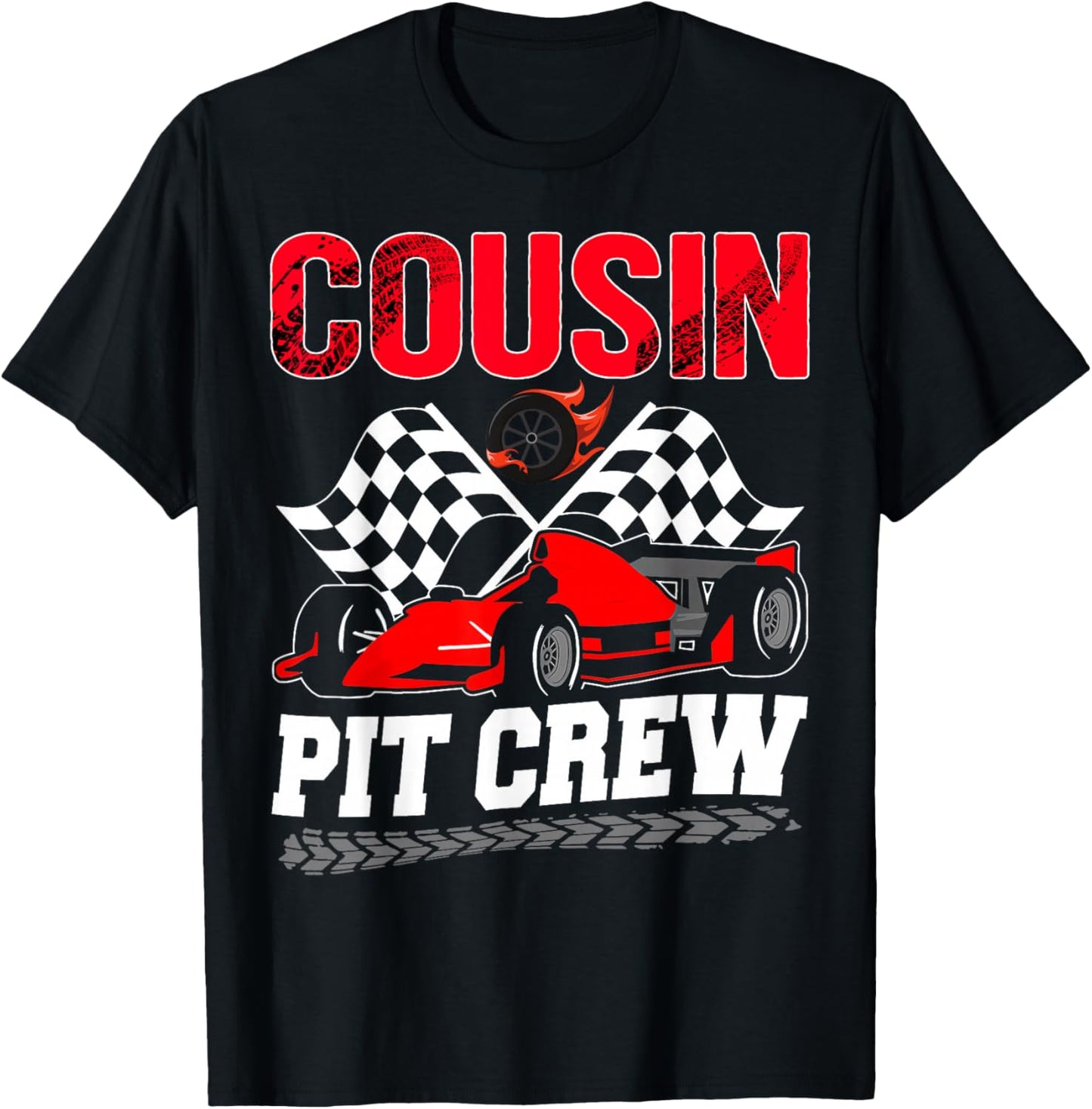Cousin Pit Crew Racing Family Race Car Birthday Boy T-Shirt - T-Shirt | Black