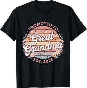 Promoted to Great Grandma 2026 Pregnancy Announcement T-Shirt - T-Shirt | Black