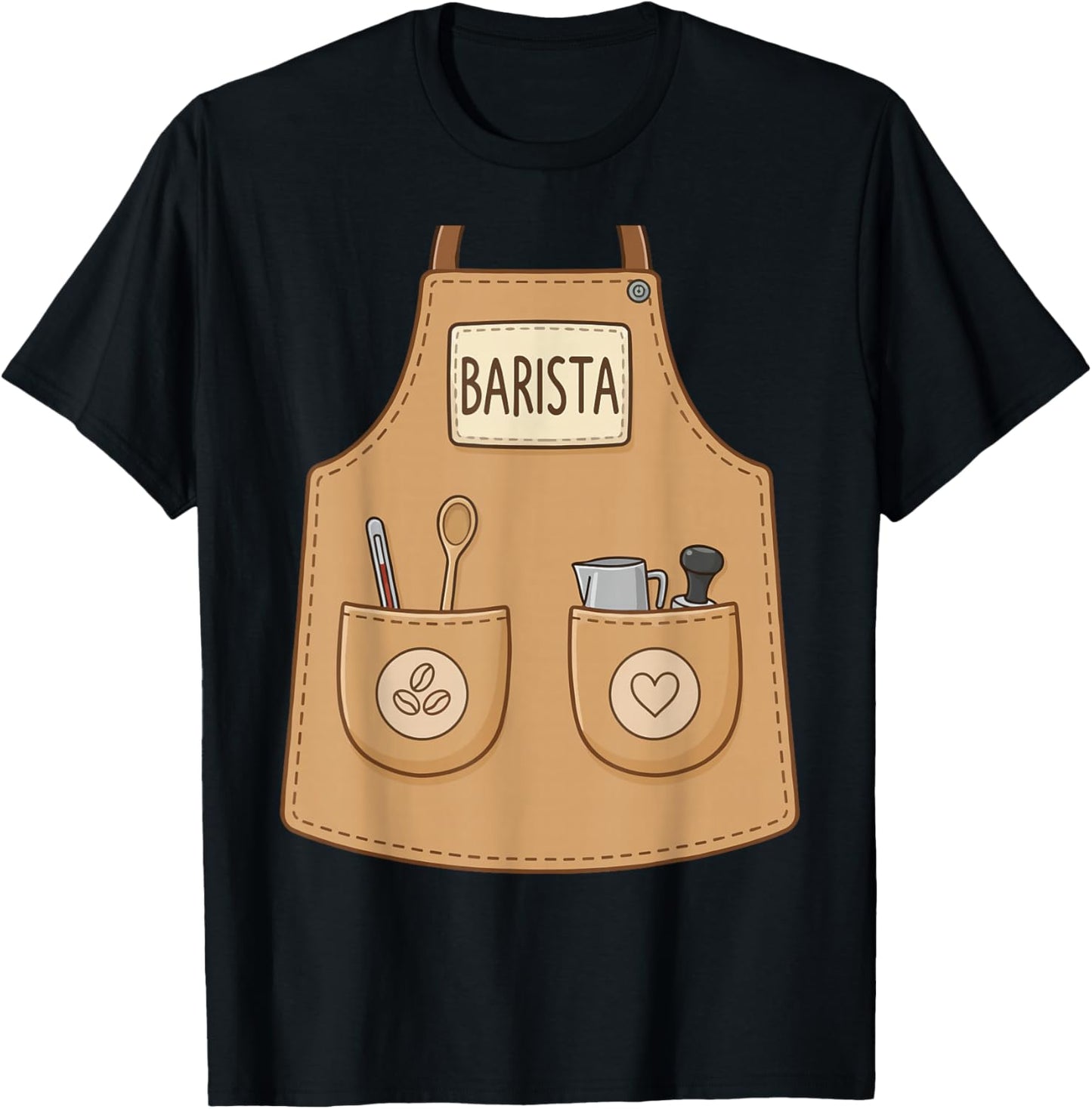 Barista Funny Cute Apron Coffee Espresso Costume T-Shirt - T-Shirt | Black