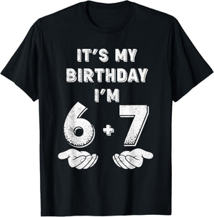 Funny It's My Birthday I'm 6 7 Six Seven Meme 13th Birthday T-Shirt - T-Shirt | Black
