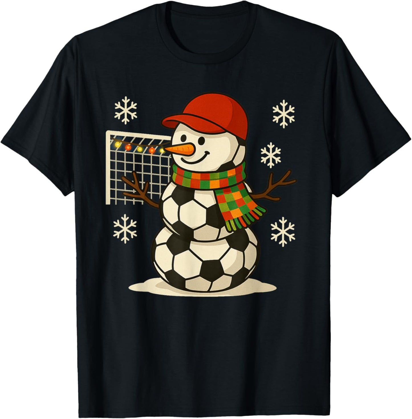 Soccer Balls Snowman Funny Christmas Xmas Cute Boys Kids T-Shirt - T-Shirt | Black