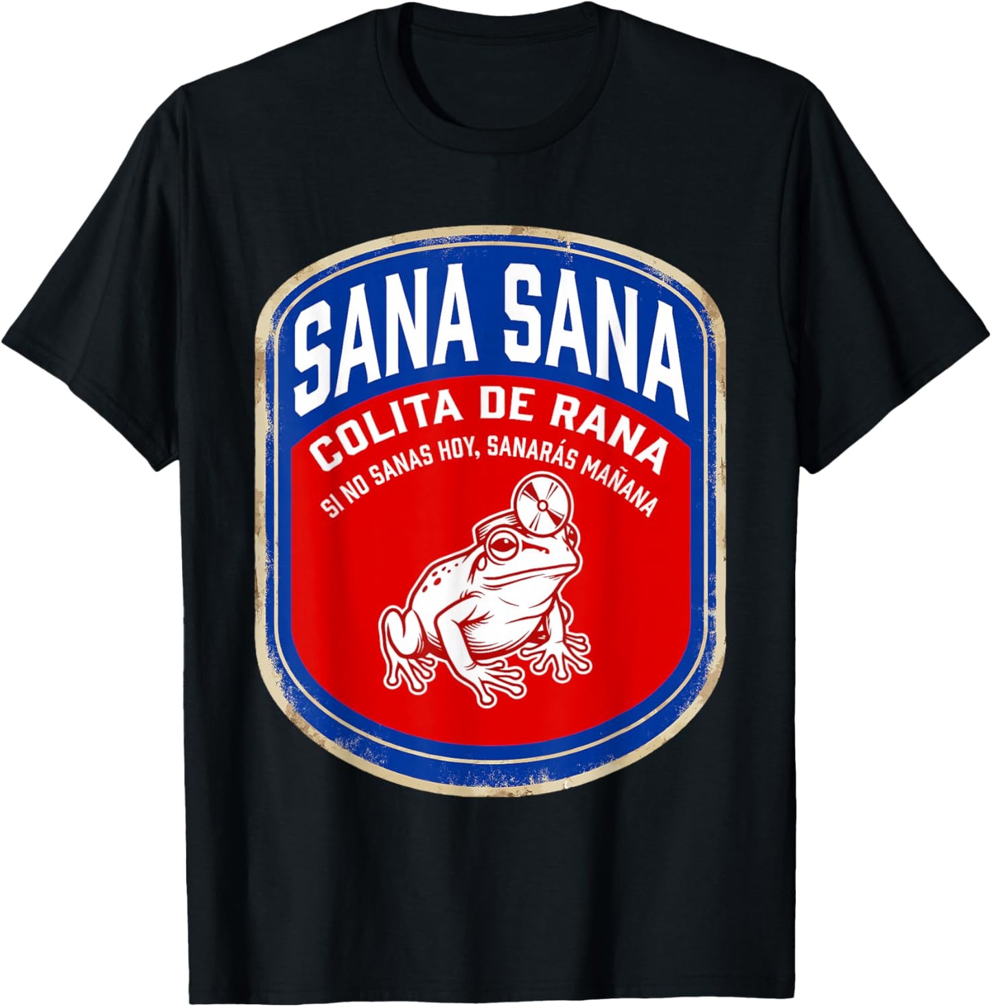Sana Sana Colita De Rana Funny Vintage Nurse Coqui Frog T-Shirt - T-Shirt | Black
