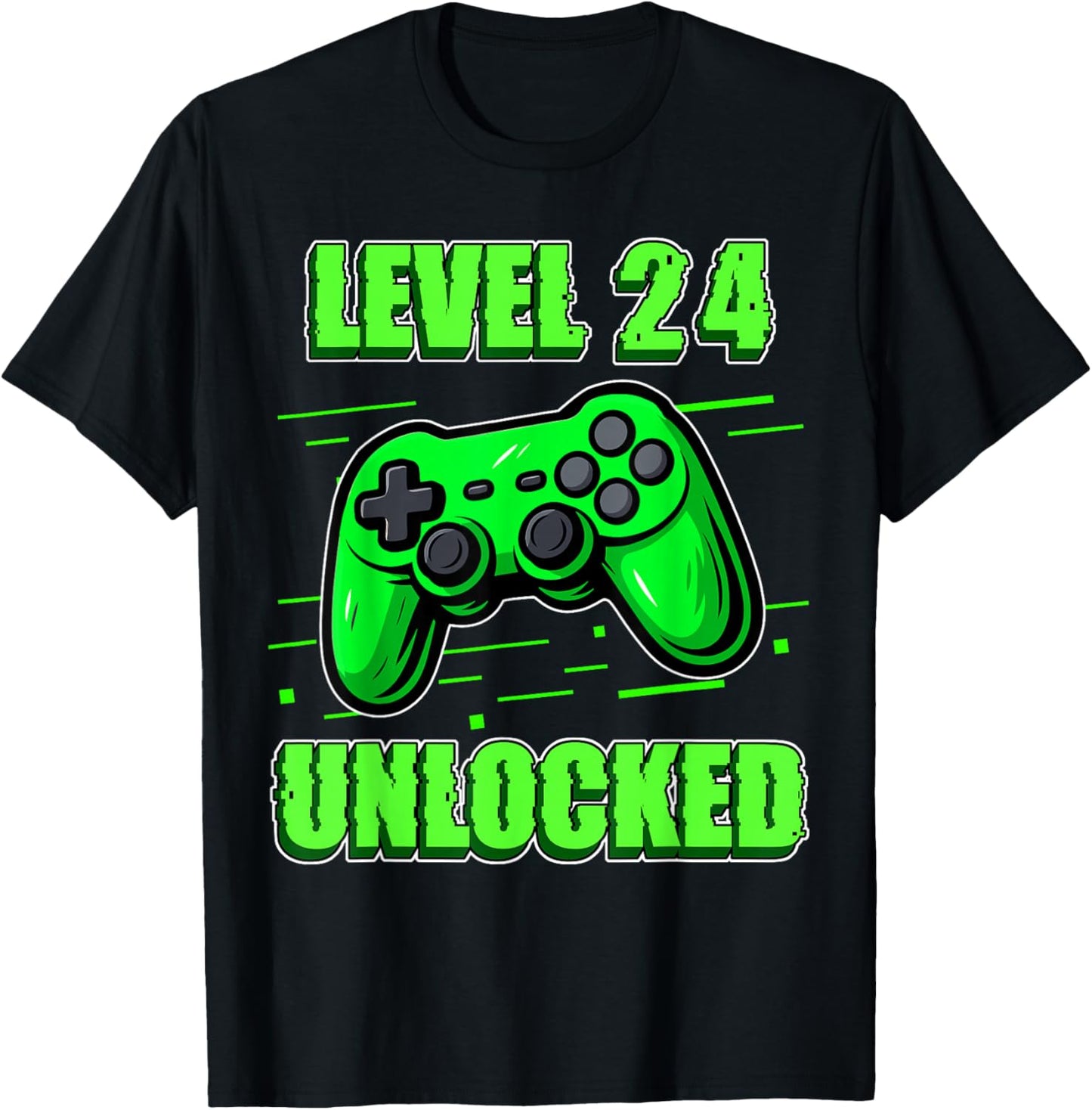 Gaming Level 24 Unlocked Video Games 24th Gamer Birthday T-Shirt - T-Shirt | Black