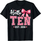 Hello Ten Est 2016 Coquette Bow 10th Birthday Girl 10 Years T-Shirt - T-Shirt | Black