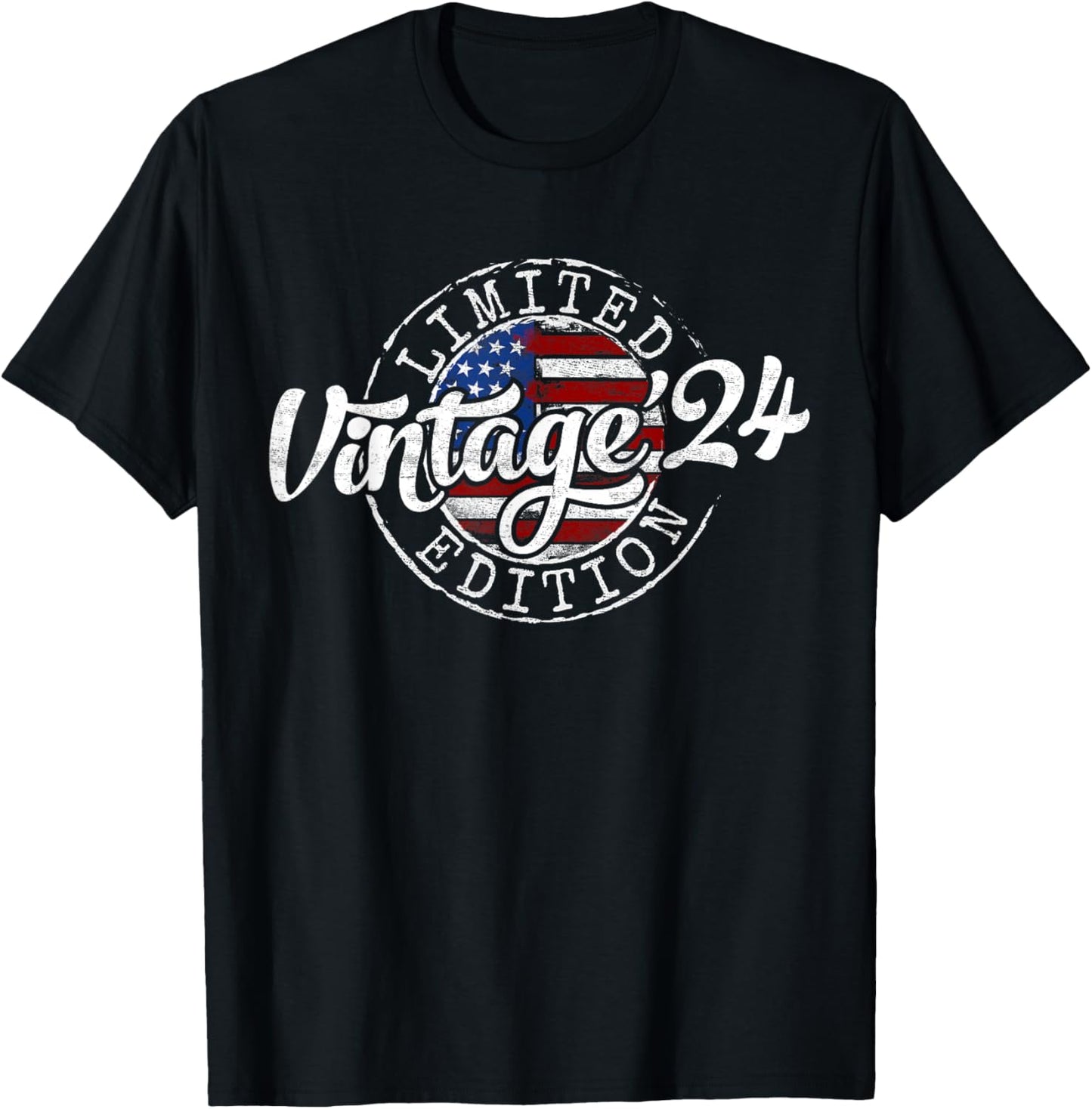 Vintage 2024 Stamp 2nd Birthday Gift Boy Girl 2 Year Old T-Shirt - T-Shirt | Black