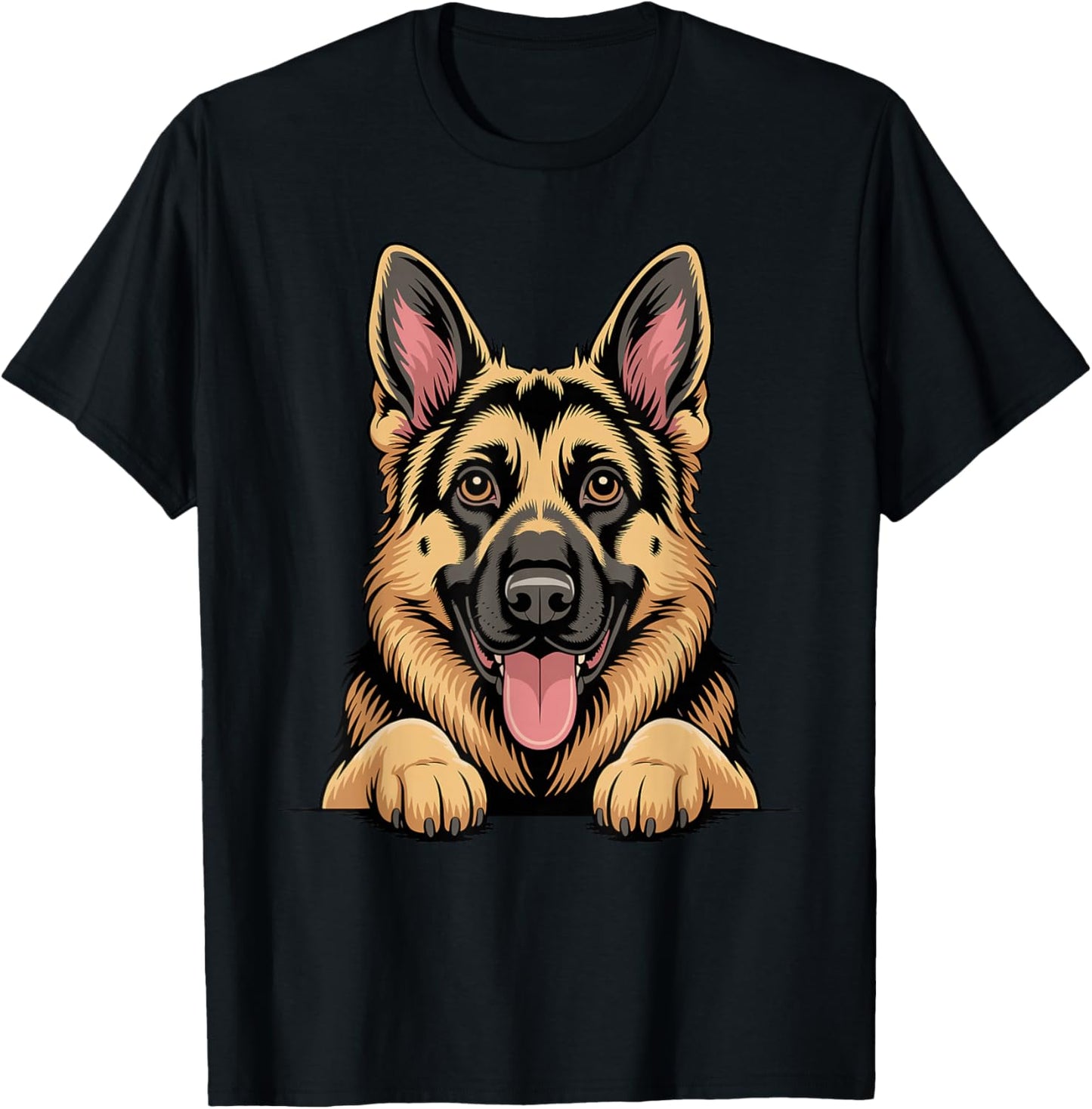 Cute Puppy Artistic GSD Alsatian Working German Shepherd T-Shirt - T-Shirt | Black