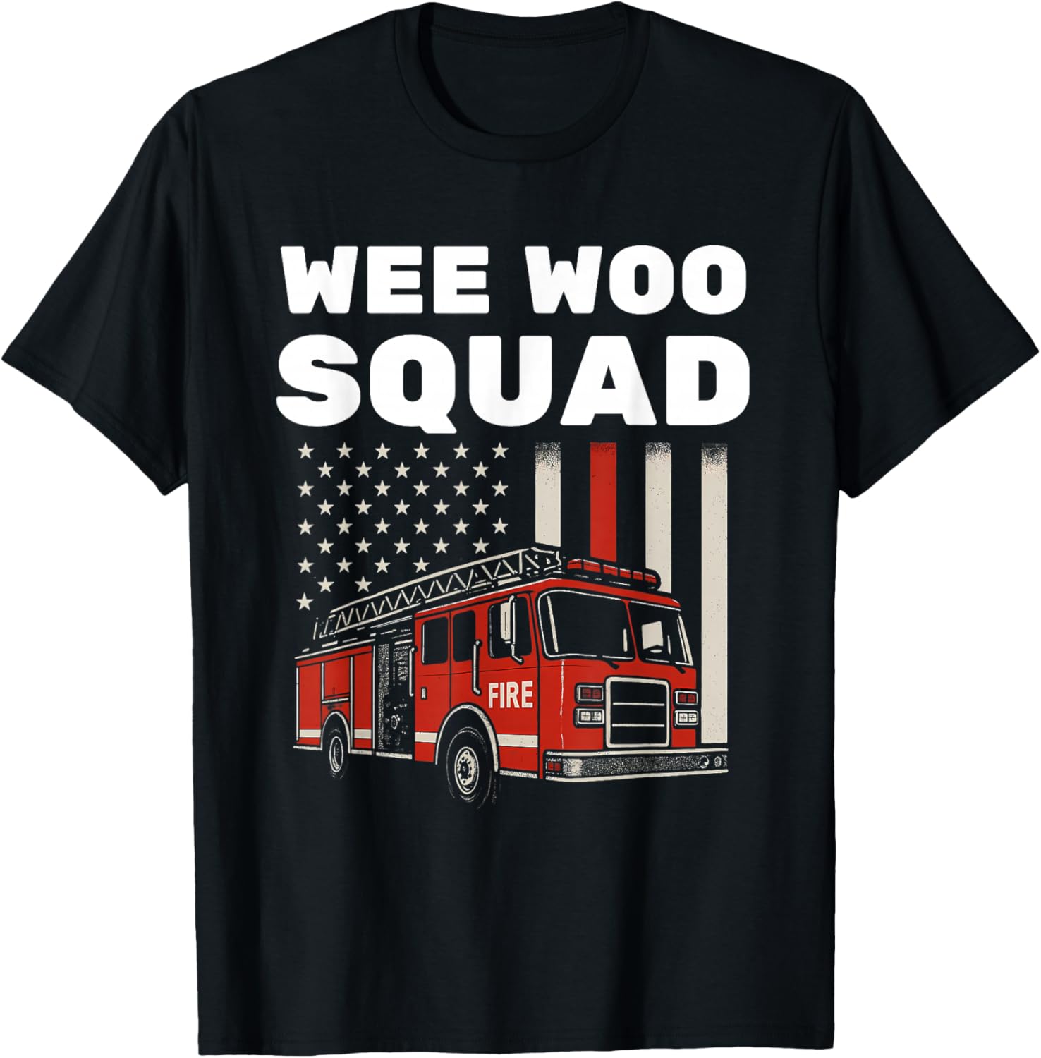 Funny Firefighter Art Women Kids Fire Truck Fireman T-Shirt - T-Shirt | Black