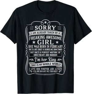 I Am Already Taken by Freaking Awesome Girl Born in February T-Shirt - T-Shirt | Black