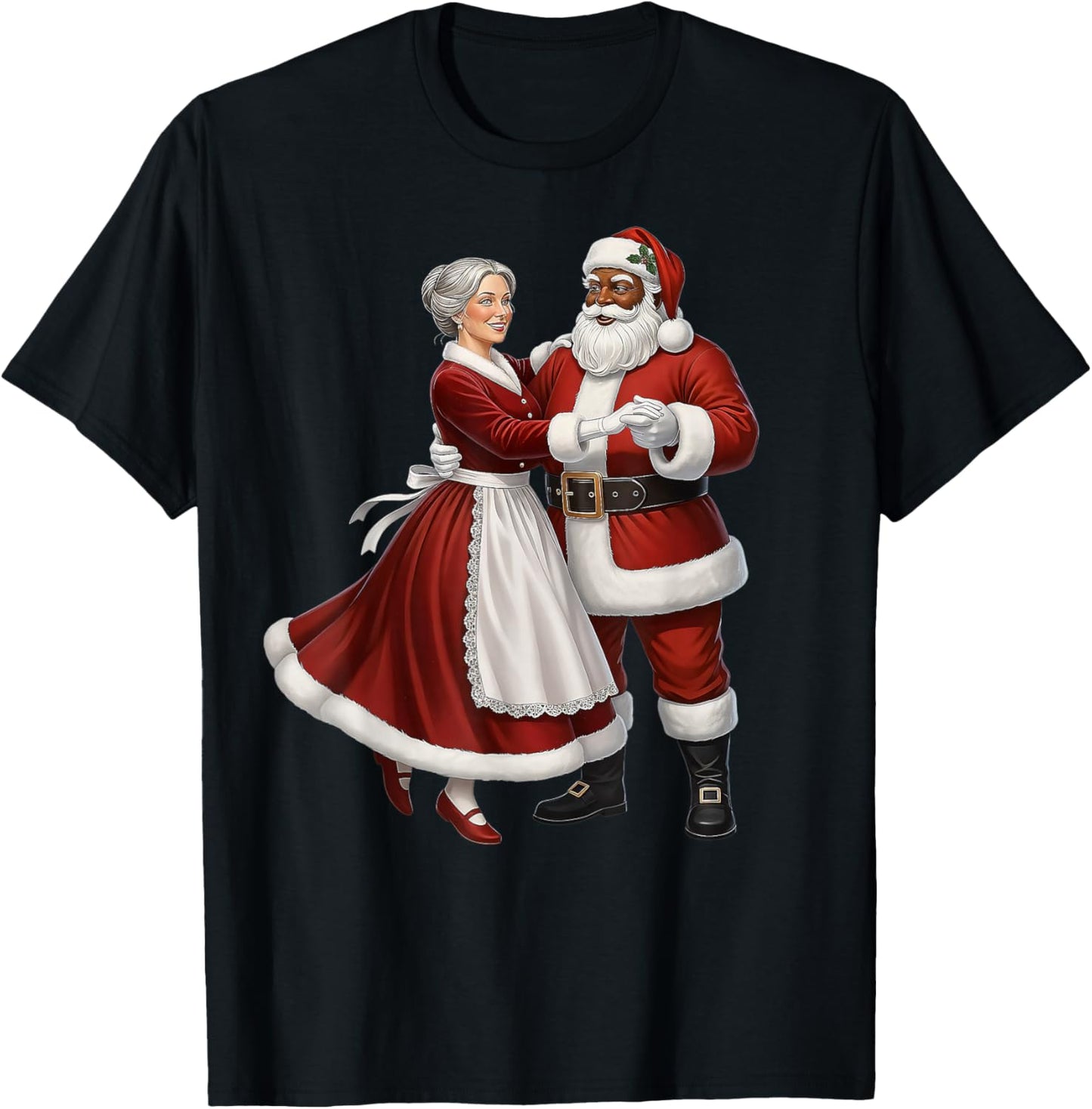 African Santa Mrs Claus Dancing African American Christmas T-Shirt - T-Shirt | Black