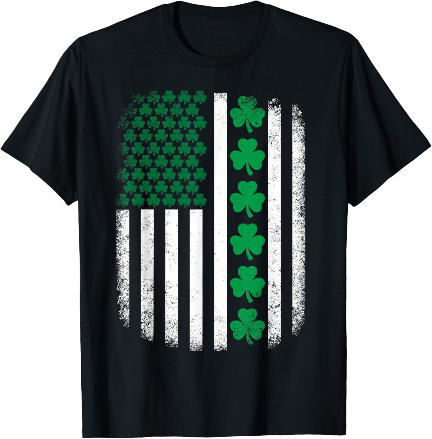 Vintage Irish US American Flag Shamrocks St Patricks Day Men T-Shirt - T-Shirt | Black
