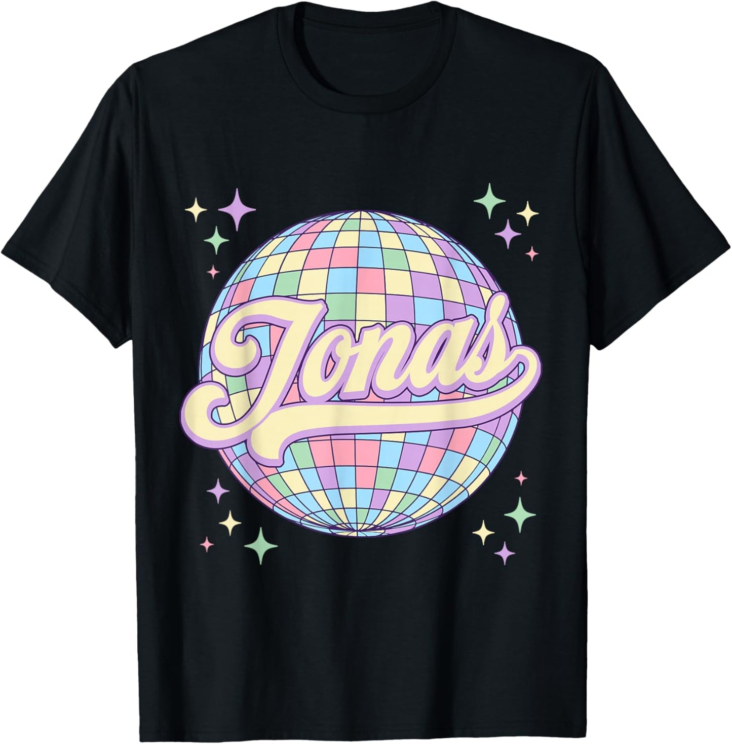 Retro Jonas First Name Personalized Disco 80s Birthday T-Shirt - T-Shirt | Black