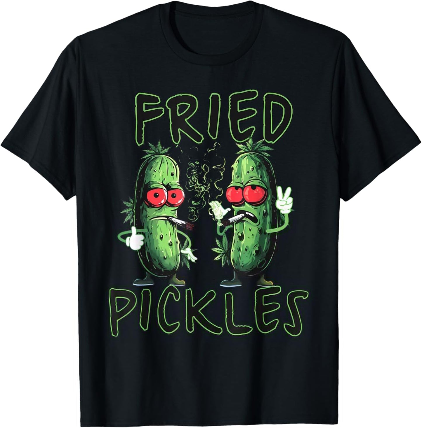 Funny Pickle Smoking Joint Weed Lover Cannabis Marijuana 420 T-Shirt - T-Shirt | Black