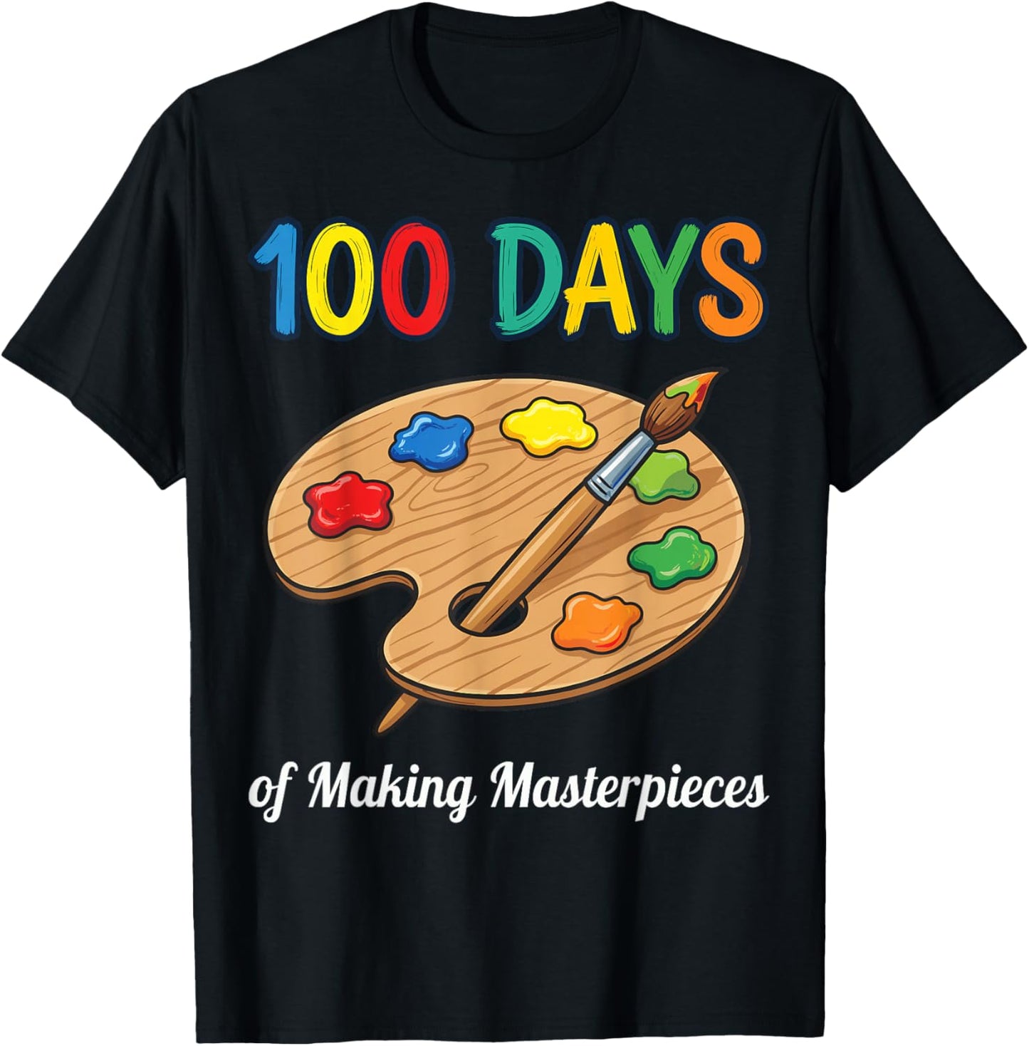 100 Days of School Art Teacher Student Palette T-Shirt - T-Shirt | Black