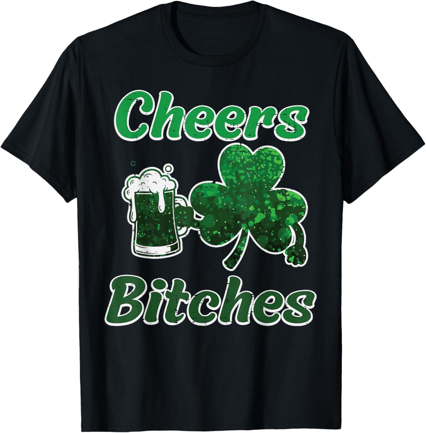St Patricks Day Cheers Shamrock Funny Saint Pattys Women Men T-Shirt - T-Shirt | Black