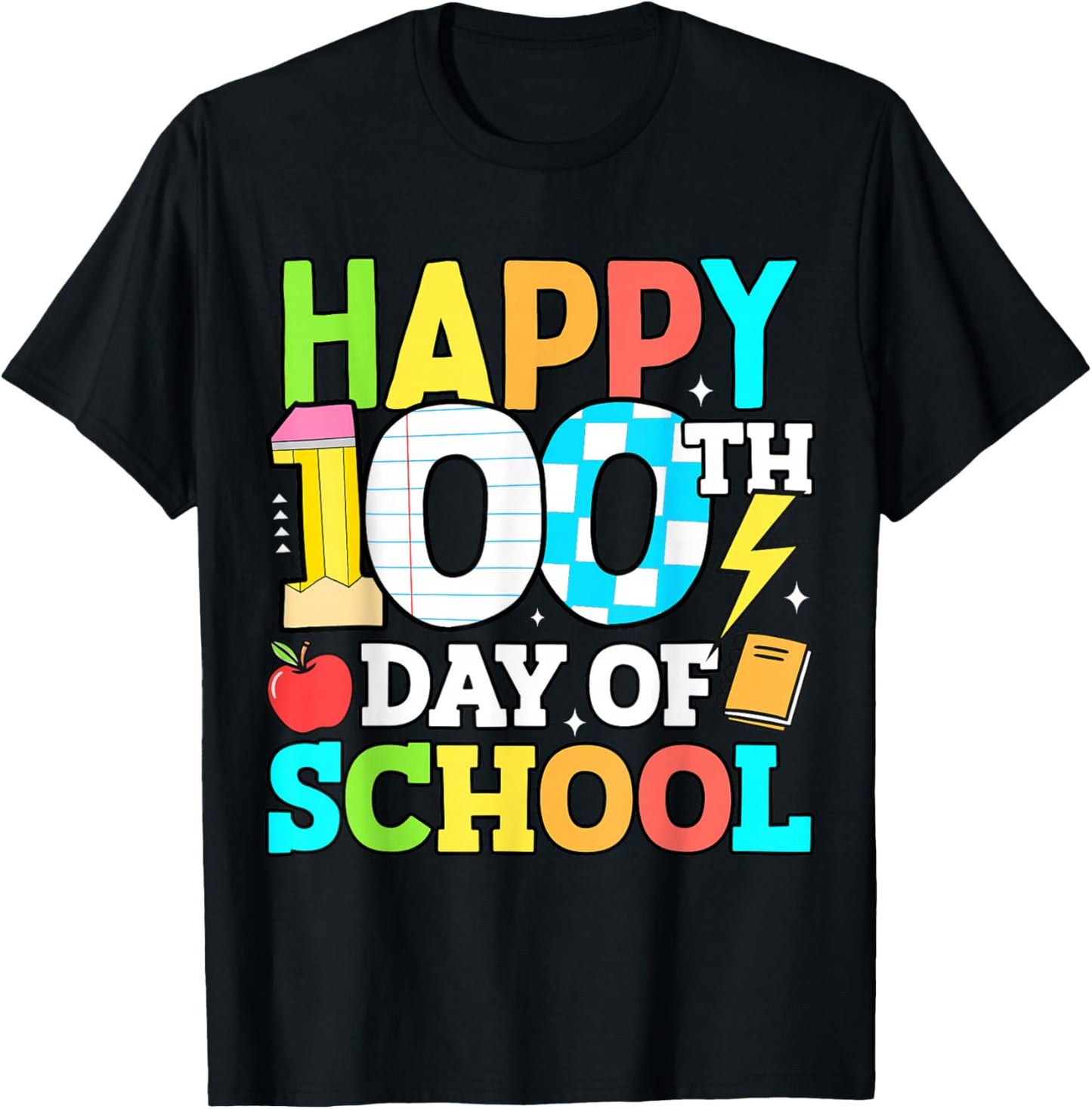 Happy 100 Days of School Teacher 100th Day of School Kids T-Shirt - T-Shirt | Black