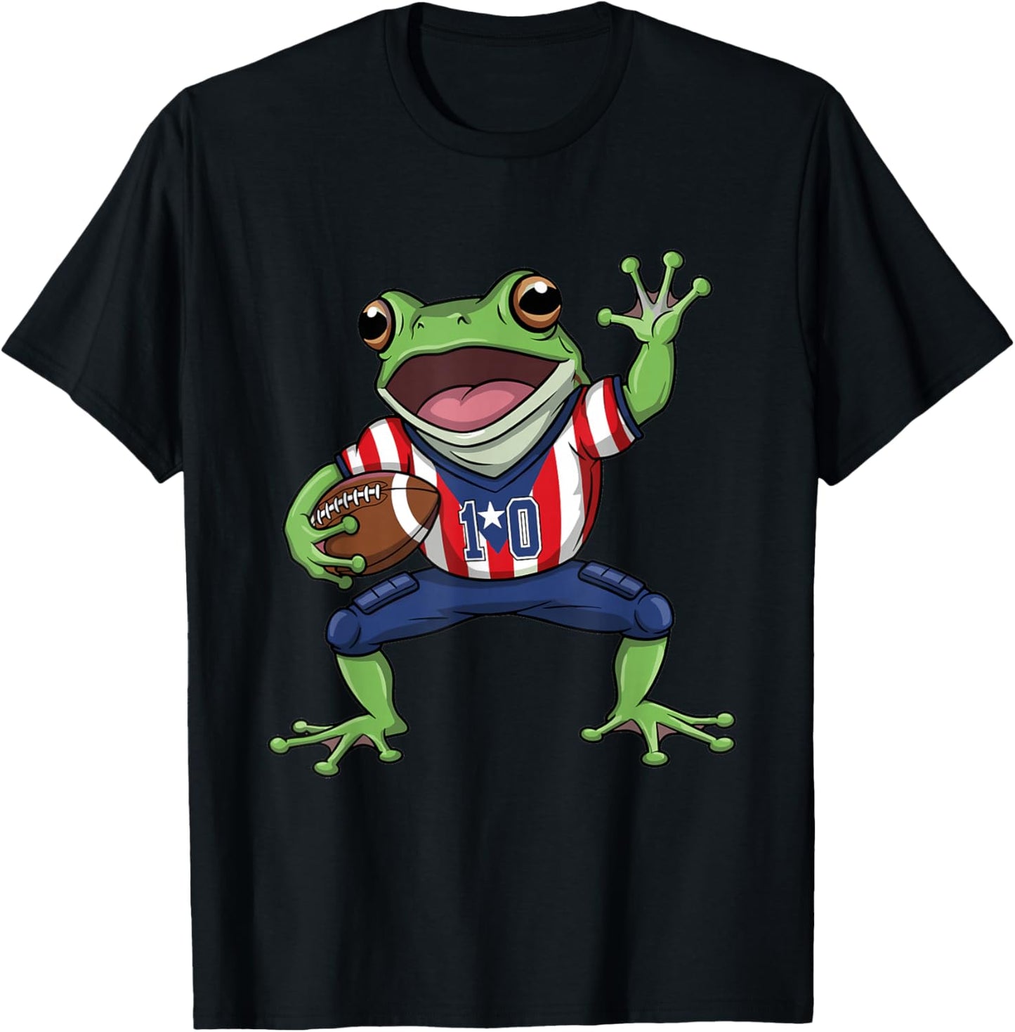 Funny Coqui Frog Puerto Rico Flag Football Boricua T-Shirt - T-Shirt | Black