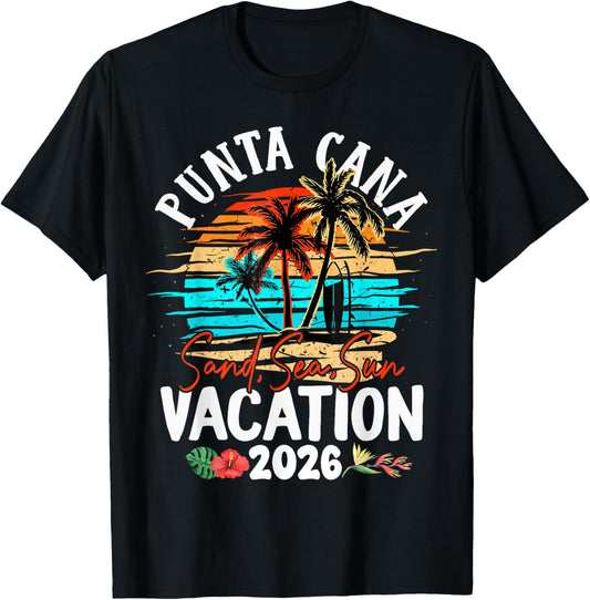 Punta Cana Dominican 2026 Vacation Matching Family Group T-Shirt - T-Shirt | Black