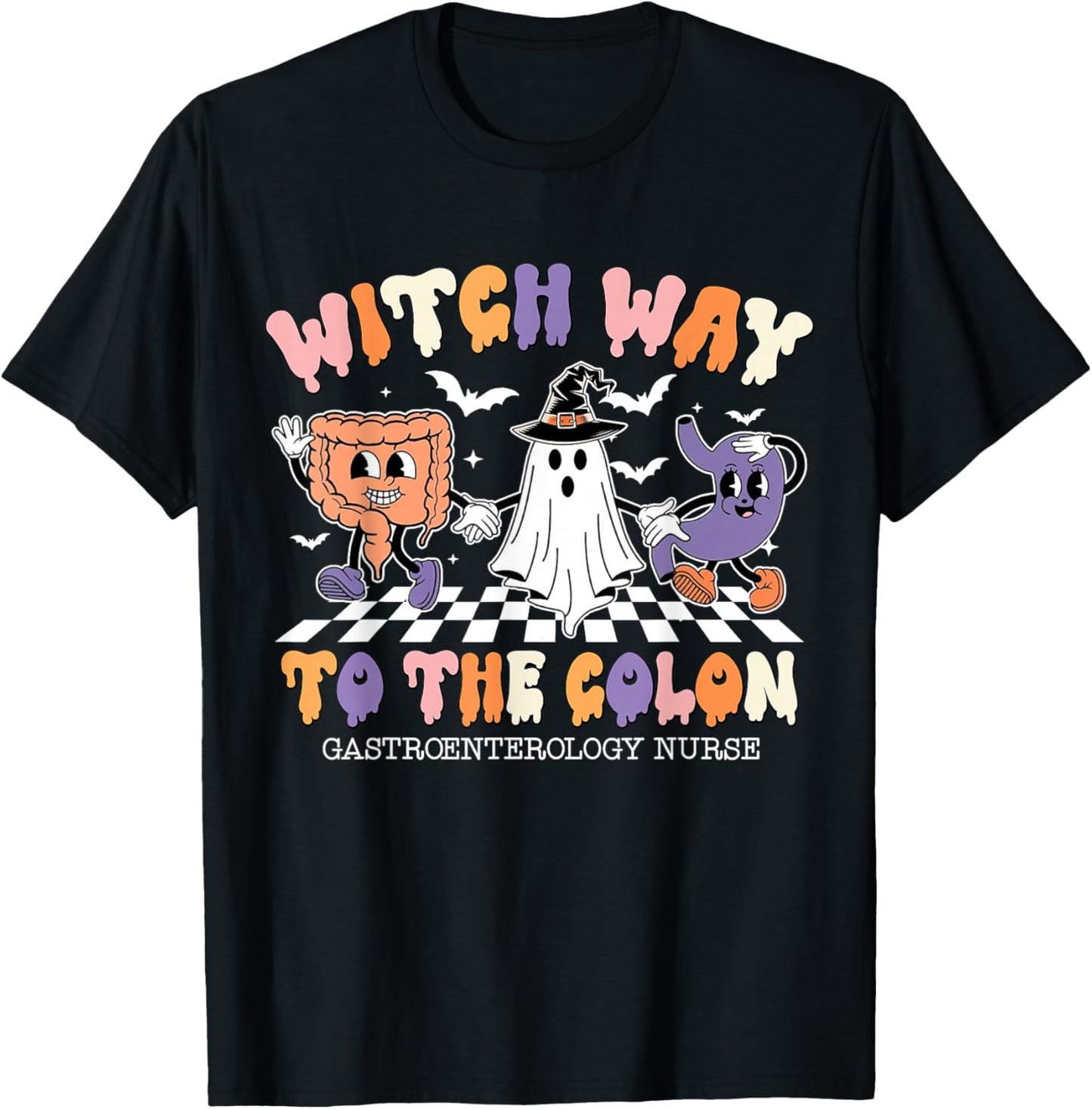 Witch Way to The Colon Gastroenterology Nurse Halloween T-Shirt - T-Shirt | Black