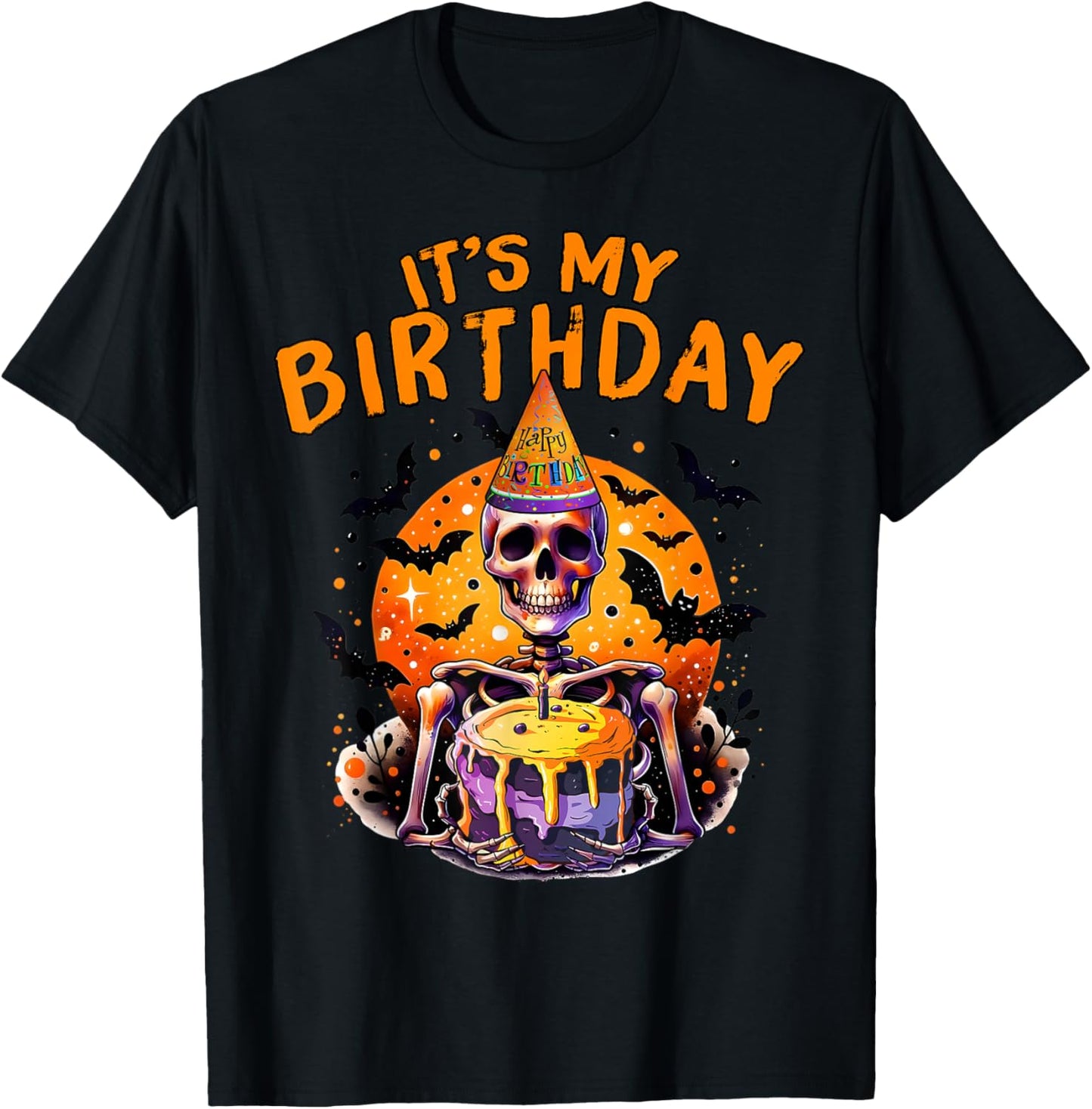 It's My Birthday Skeleton Happy Halloween Birthday Party T-Shirt - T-Shirt | Black