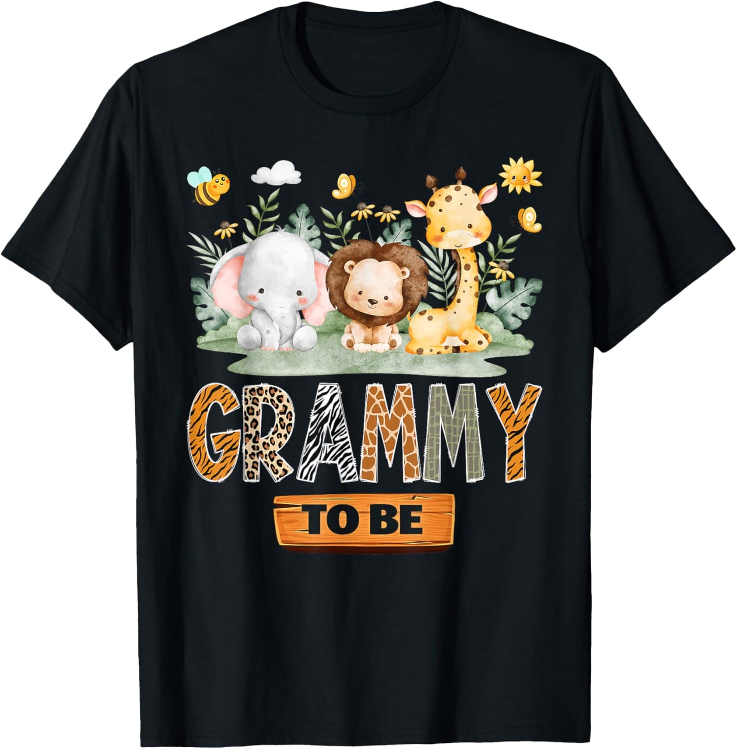 Grammy to Be Safari Jungle Animal Gender Reveal Party T-Shirt - T-Shirt | Black
