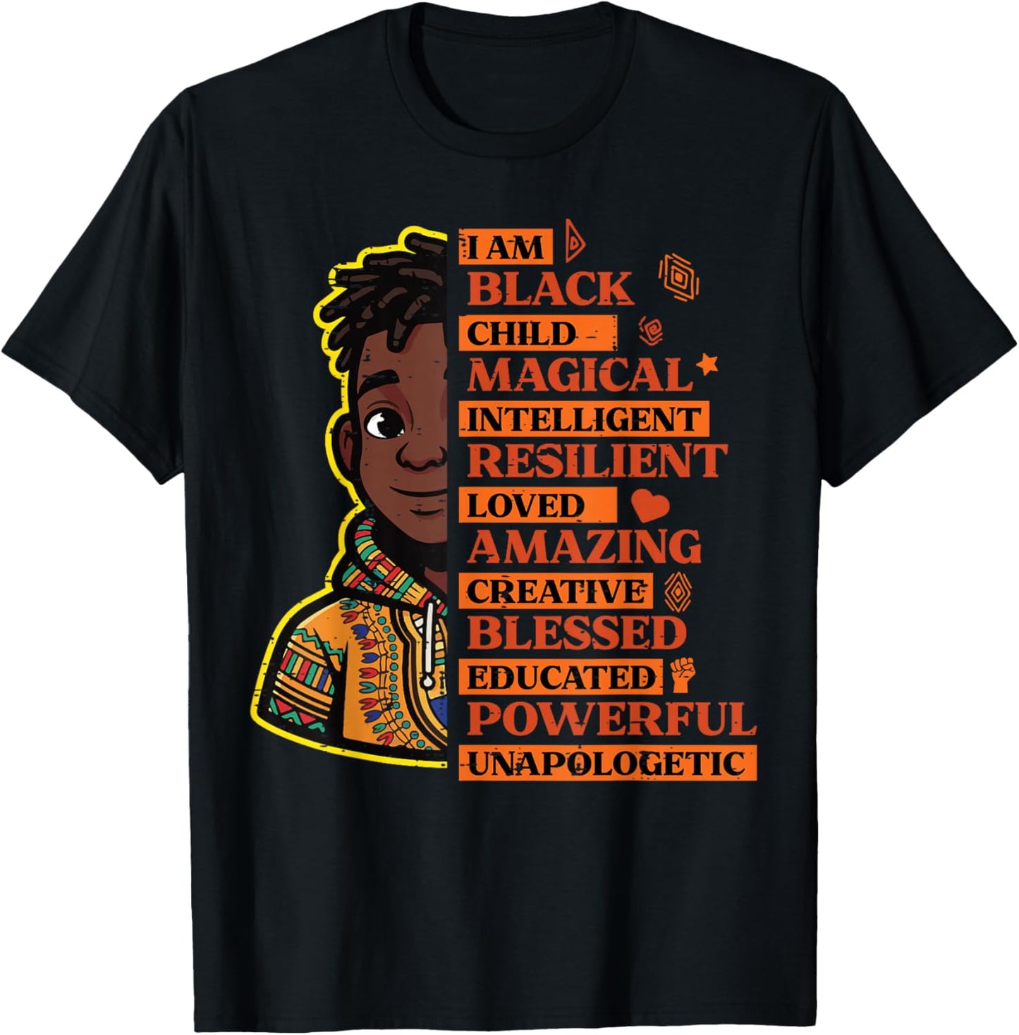 I Am Black Child Magical Intelligent History Month Boys Kids T-Shirt - T-Shirt | Black