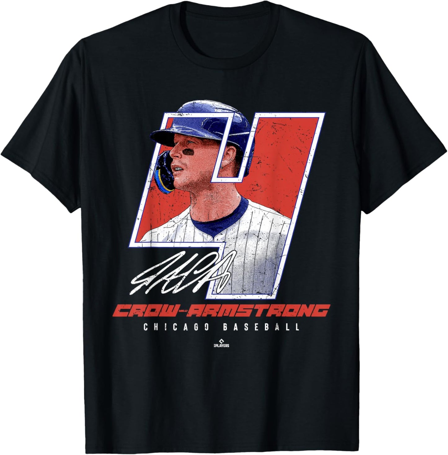 Silhouette Pete Crow Armstrong Chicago Baseball MLBPA T-Shirt - T-Shirt | Black