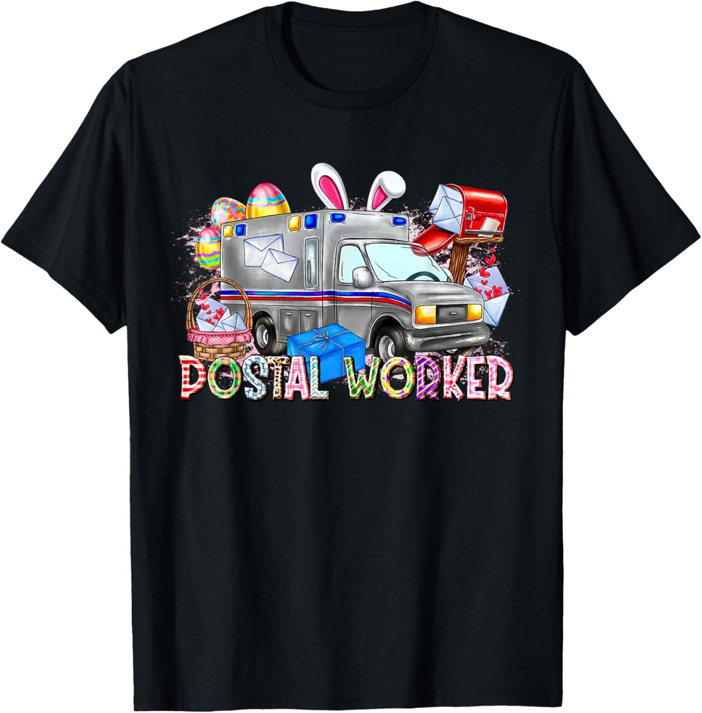 Postal Worker Easter Day Mail Carrier Postman Life Mail Lady T-Shirt - T-Shirt | Black