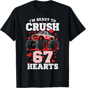 I'm Ready to Crush 67 Hearts Truck Valentine Six Seven Meme T-Shirt - T-Shirt | Black