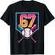 Baseball Ice Cream Drip Number 67 Player 67th Birthday Men T-Shirt - T-Shirt | Black