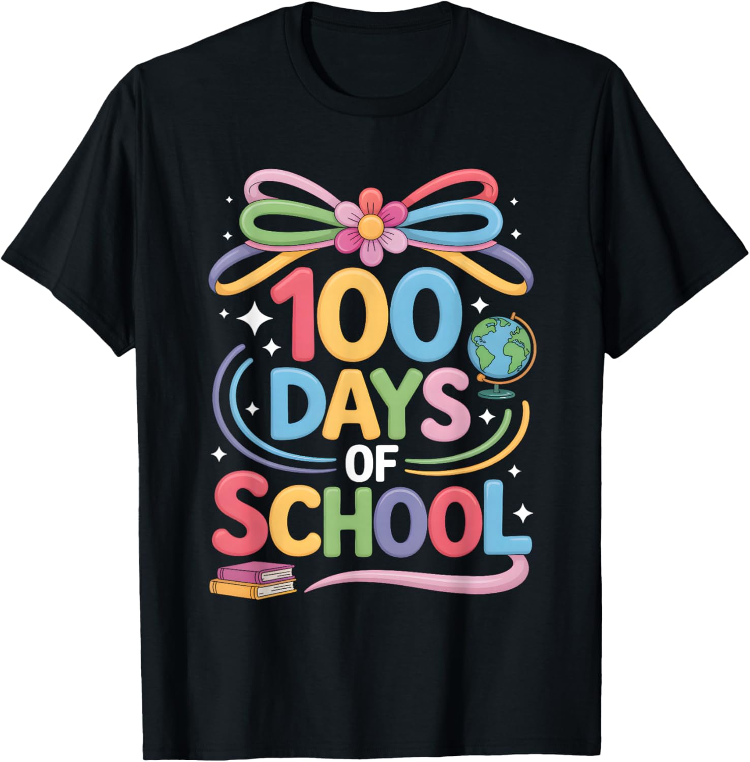 100th Day of School 100 Days Teacher Coquette Bow Girl Women T-Shirt - T-Shirt | Black