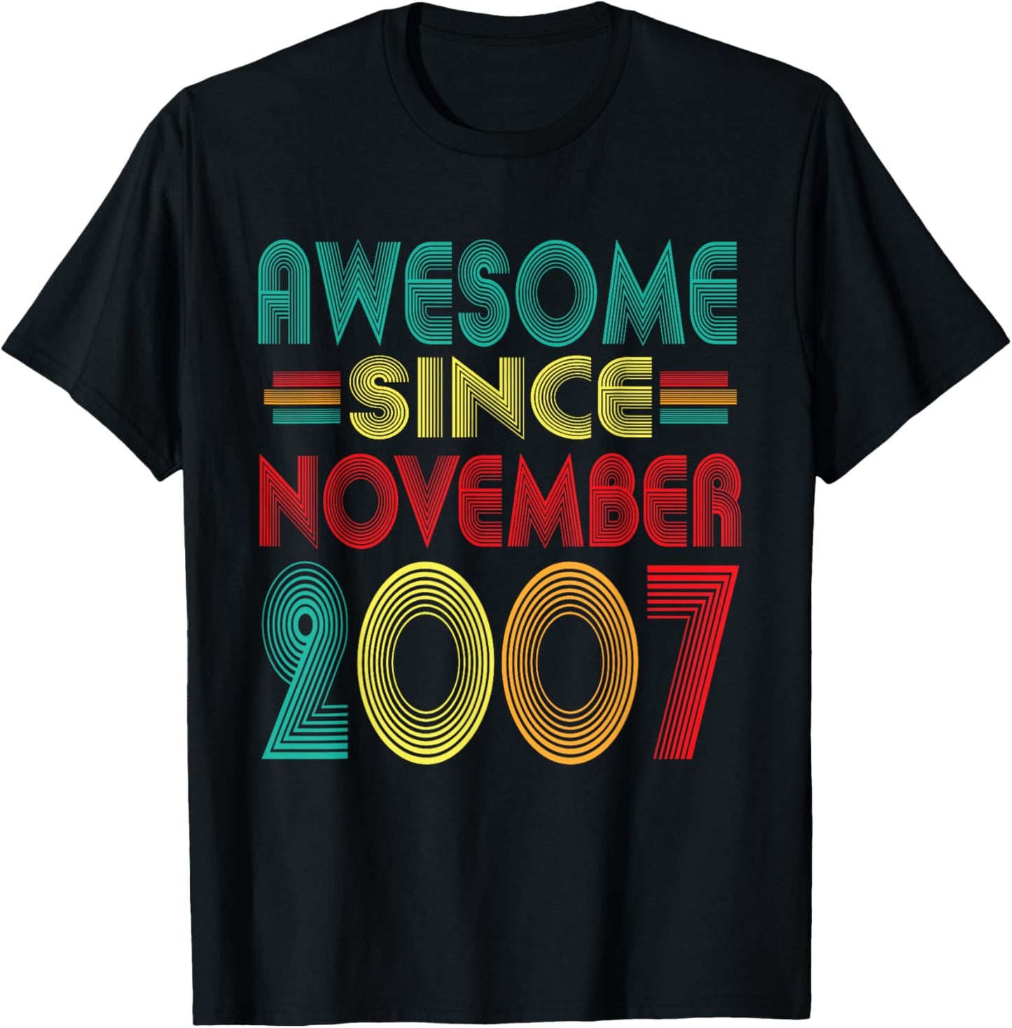 Awesome Since November 2007 Years 18th Bday Funny Vintage T-Shirt - T-Shirt | Black