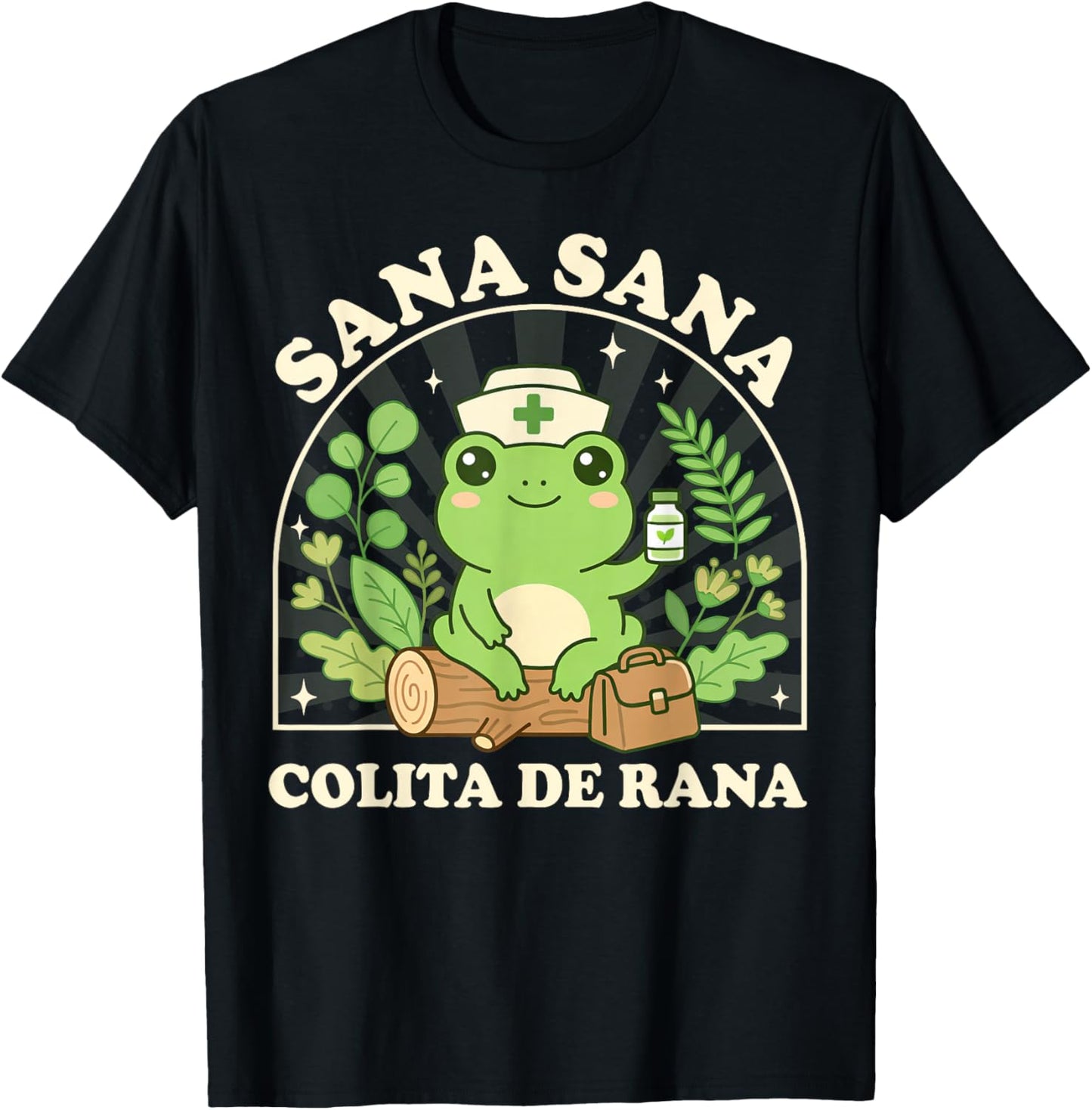 Sana Sana Colita De Rana Cute Mexican Nurse Frog T-Shirt - T-Shirt | Black