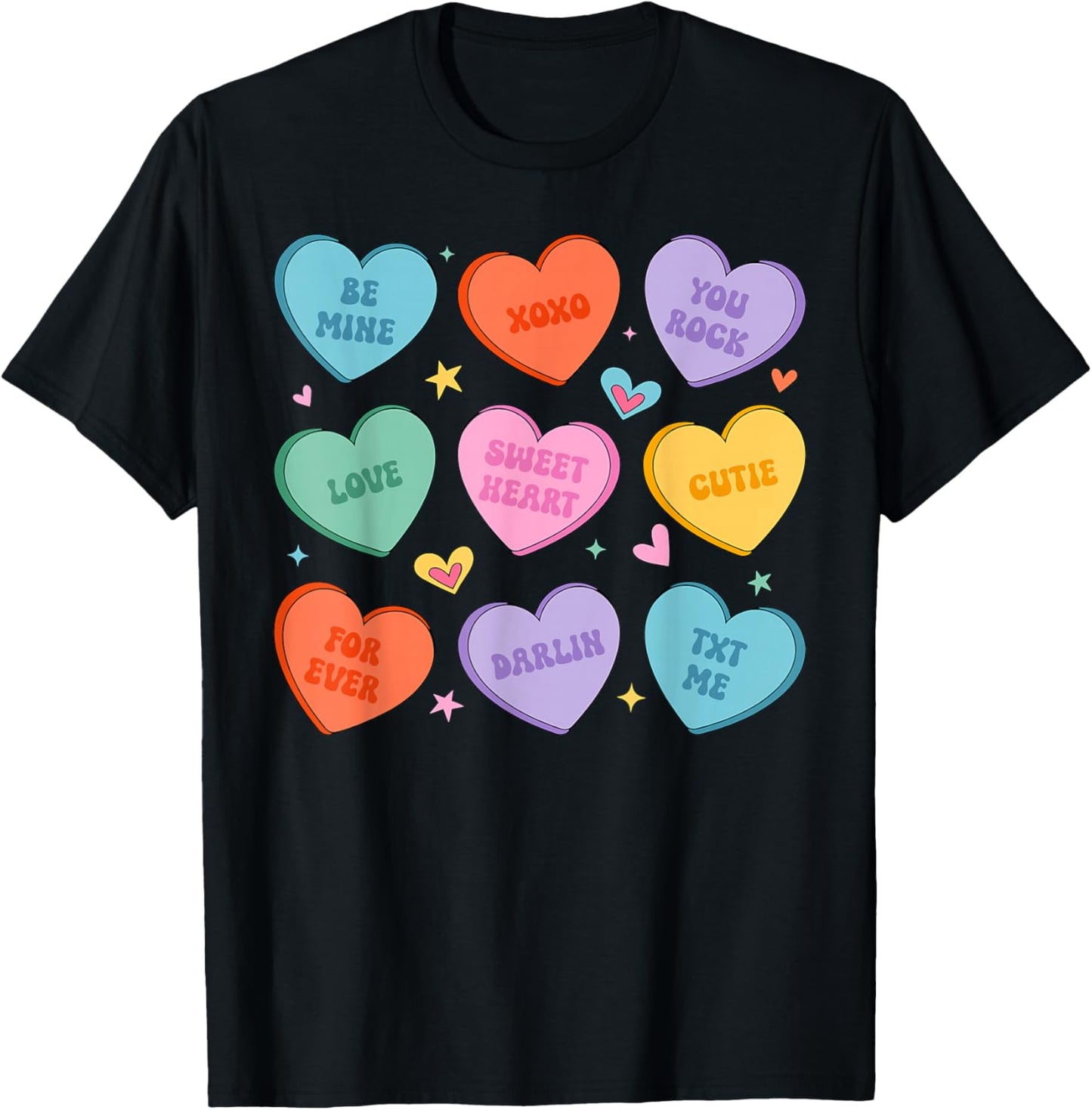 Valentines Day Hearts Candy Be Mine Valentine Women Men Kids T-Shirt - T-Shirt | Black