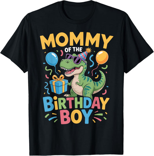 Mommy of The Birthday Party Outfit Dinosaur Squad Mom T-Shirt - T-Shirt | Black