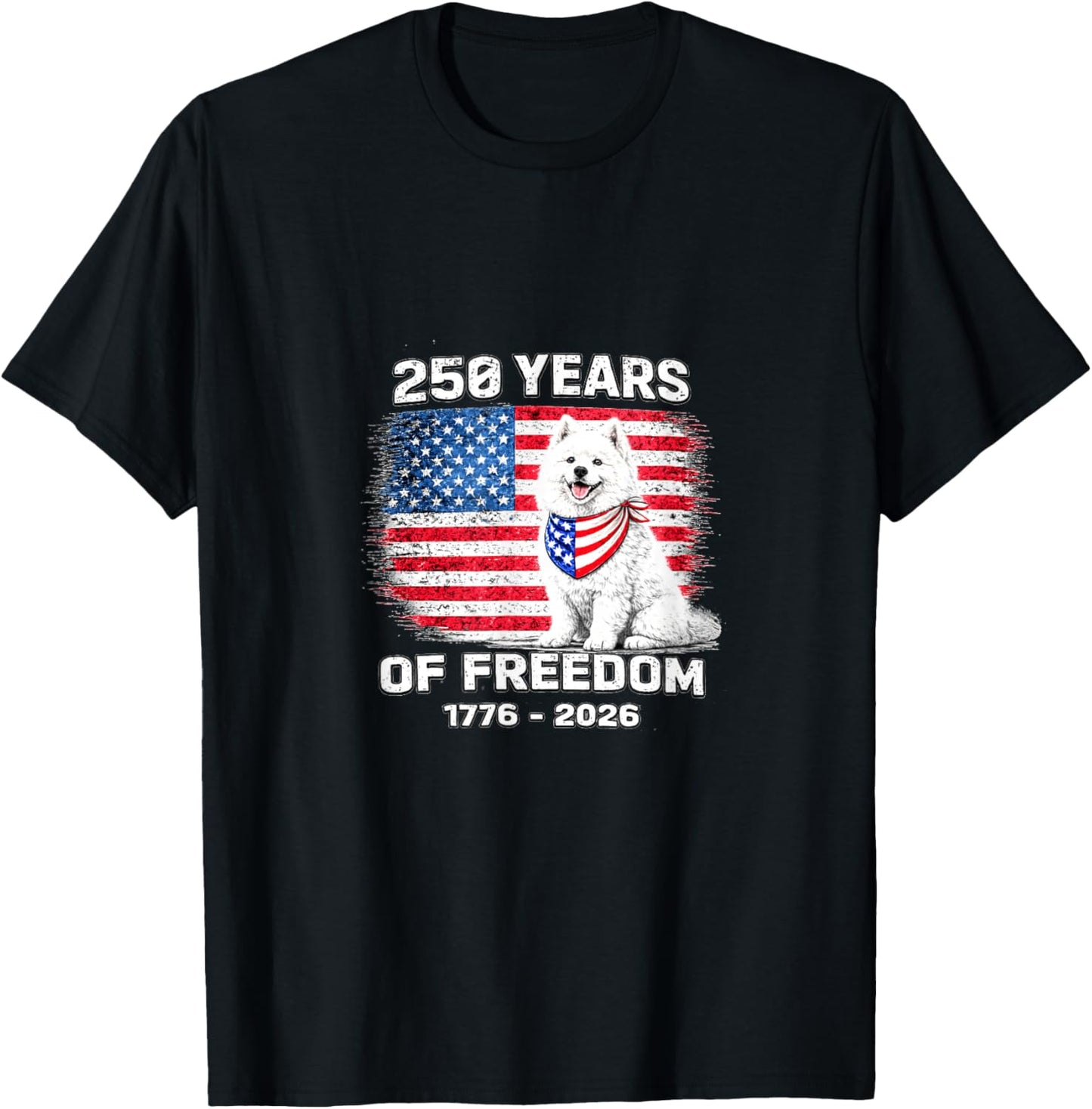 250 Years America Anniversary Samoyed 250th Anniversary T-Shirt - T-Shirt | Black