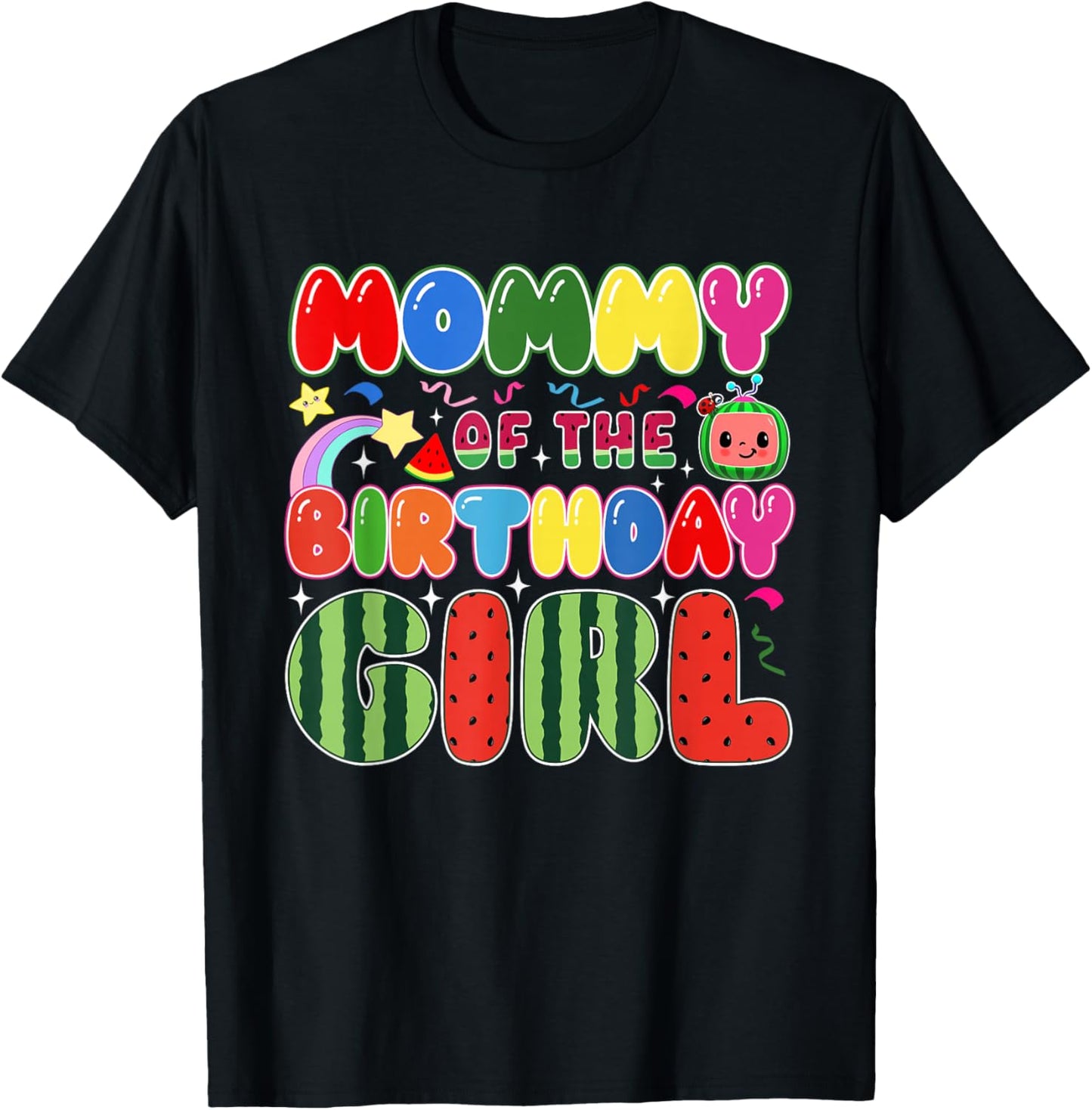 Mommy of The Birthday Girl Melon Family Matching Funny T-Shirt - T-Shirt | Black