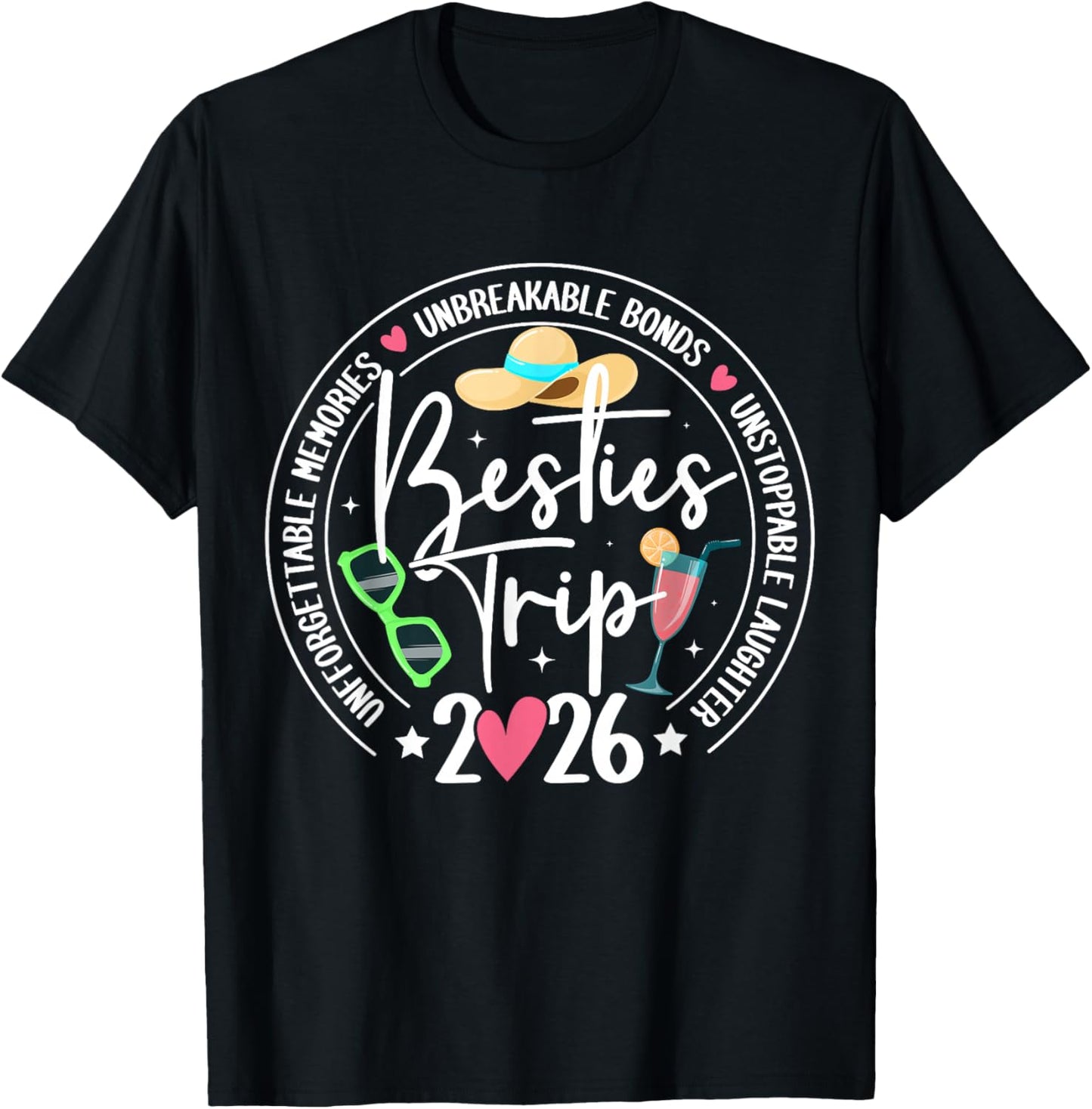 Besties Trip 2026 Memories Girls Trip Friends Vacation Retro T-Shirt - T-Shirt | Black
